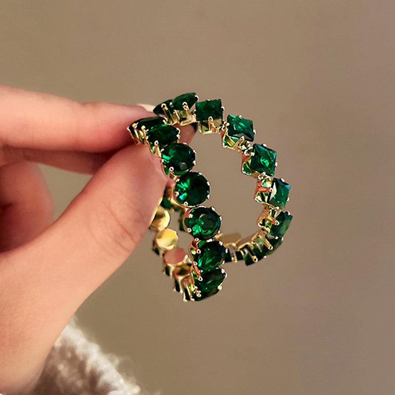 18K guldbelagte smaragd-hoops