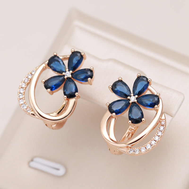 18K guldbelagte safir-blomsterøreringe