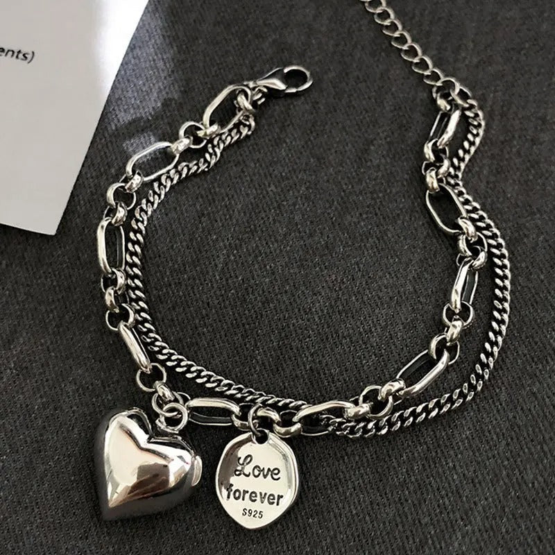 925 sterling sølvarmbånd Love forever + 2 gratis charms