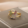 Justerbar 18K bamsering med farvede skinnende zirkoner