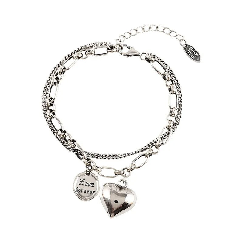 925 sterling sølvarmbånd Love forever + 2 gratis charms
